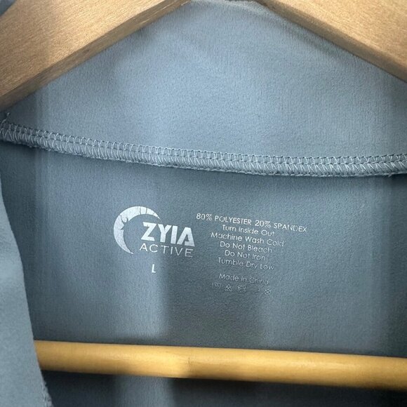 Zyia Active Gray Long Sleeve Womens Pullover Hoodie Jacket With Half-Zip Front - Picture 3 of 5